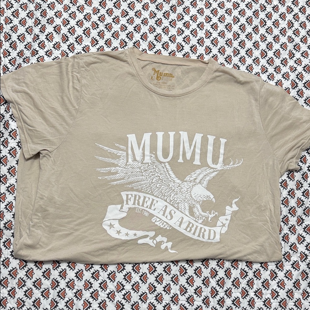 Mumu Beige Graphic T-Shirt
